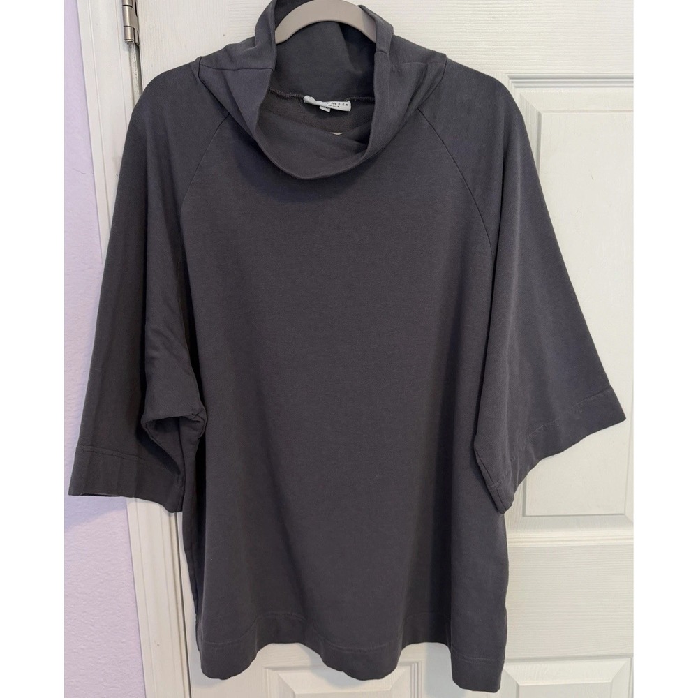 Bryn Walker XL Cowl Neck Keena Tunic Gray Bamboo Dolman Sleeve Lagenlook Flowy